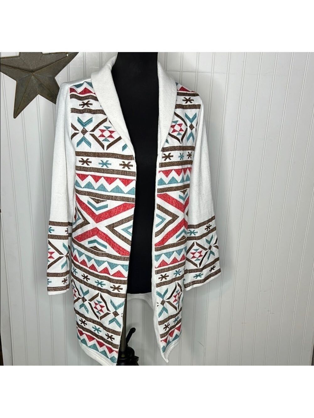 Savanna Jane Tribal Pattern Open Cardigan Size Small